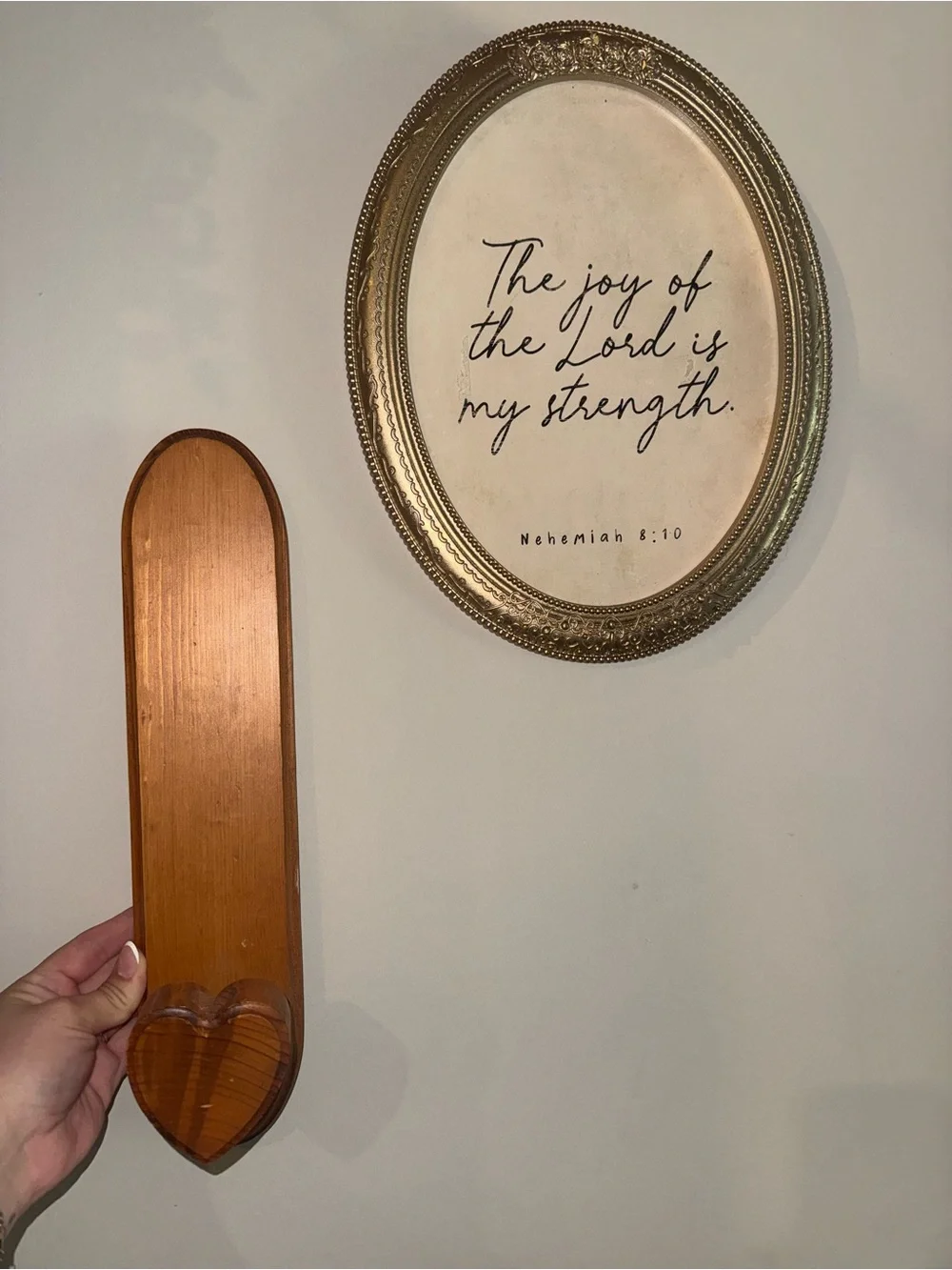 Brown Wooden Heart Candle Stick Wall Holder